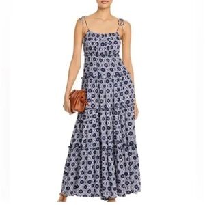 Aqua Tie Shoulder Maxi Dress